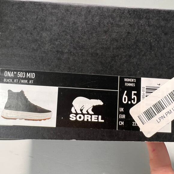 Sorel Ona 503 Mid Lace Up Sneaker Black Jet NL4856-010 Women's 6.5 NWB - Picture 10 of 10
